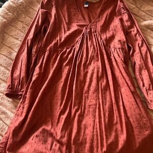 Old Navy Red Long Sleeve Tunic Dress with Puff Sleeves